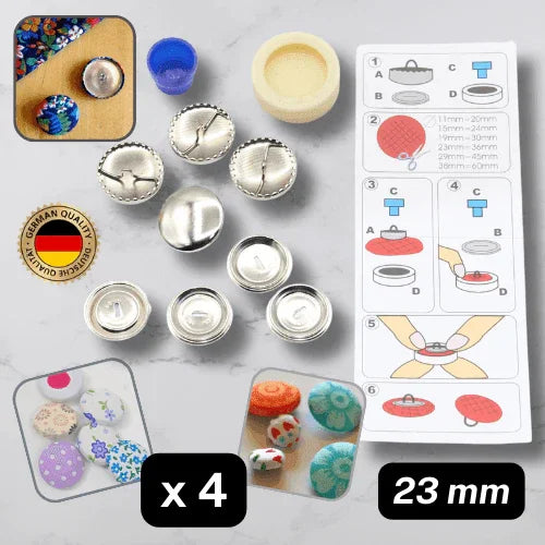 Covered Buttons Kit available in 11 15 19 23 29 and 38mm - ACCESSOIRES LEDUC BV