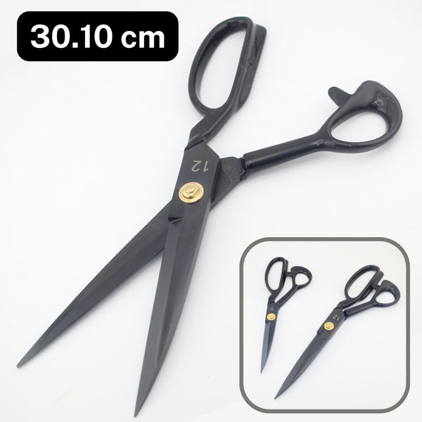 Ciseaux de couture noirs en acier 30,10 cm, poignées ergonomiques, lame longue.