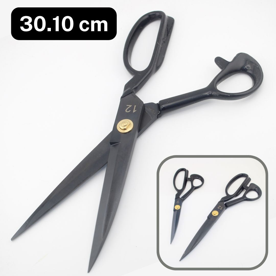 Ciseaux de couture noirs en acier 30,10 cm, poignées ergonomiques, lame longue.