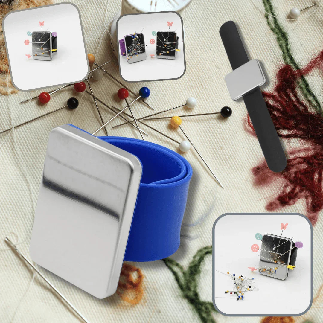 Multicolor Magnetic Bracelet, Sewing Pin Holder, Watchband Magnet, Pin Keeper, Wrist Pin Cushion, Sewing and Knitting Accessory - ACCESSOIRES LEDUC BV