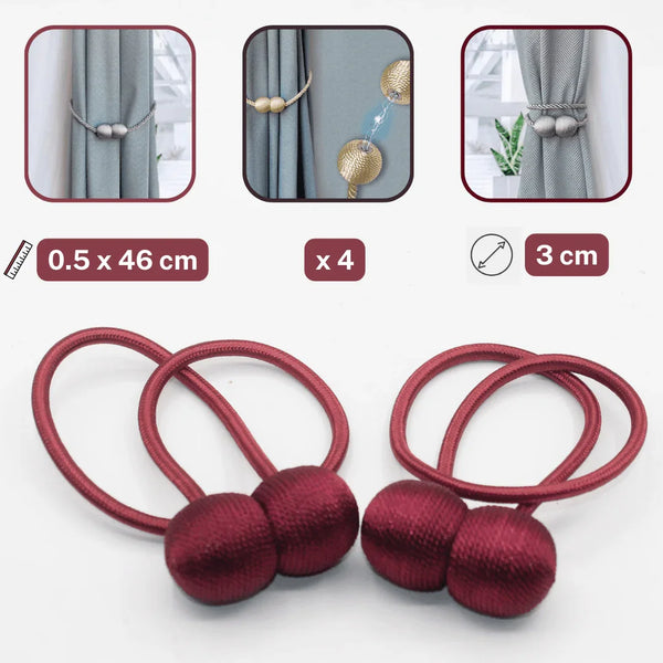 2 pairs (4 pieces - suitable for 2 windows) Magnetic Tie-Backs for Curtains #EMB02 - ACCESSOIRES LEDUC BV