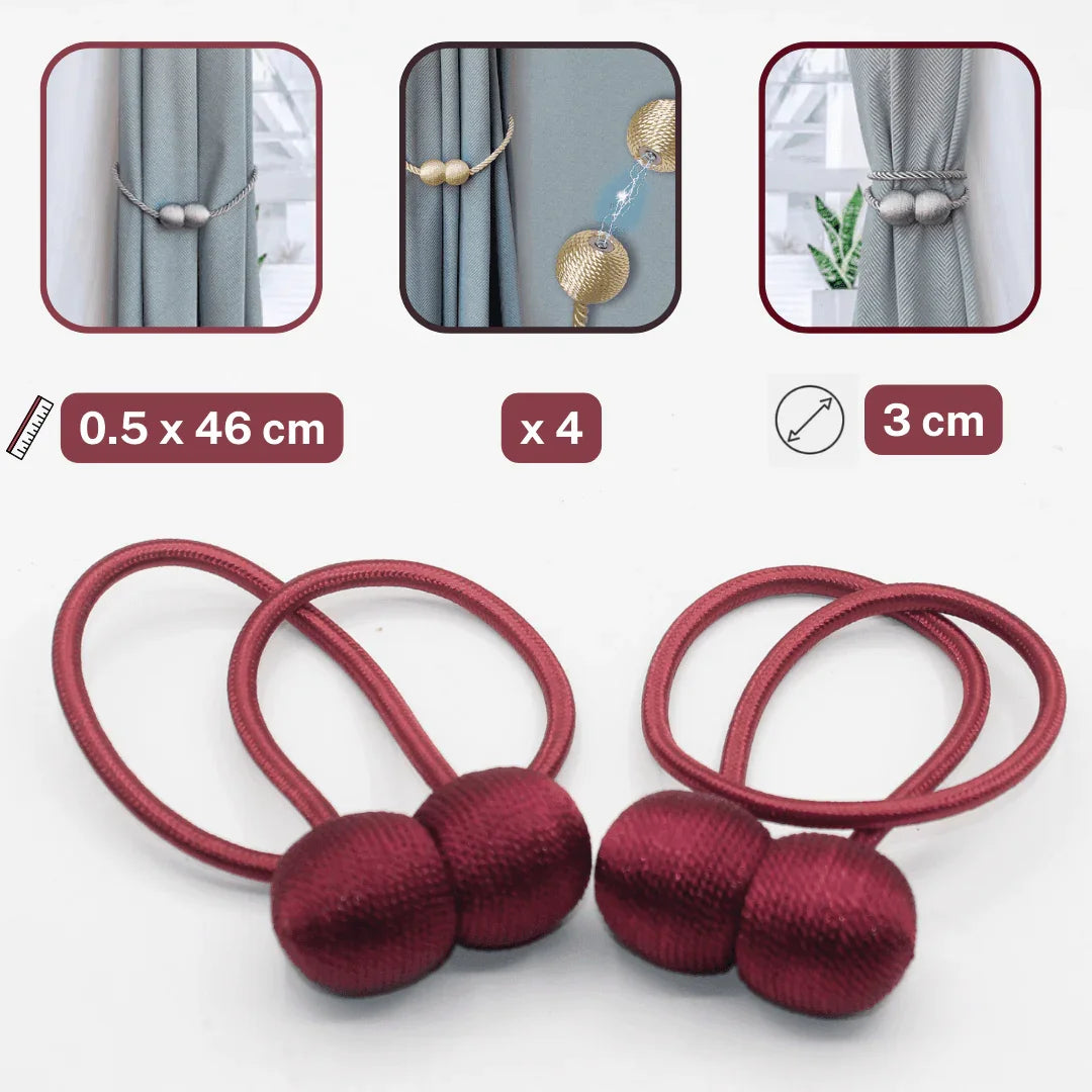 2 pairs (4 pieces - suitable for 2 windows) Magnetic Tie-Backs for Curtains #EMB02 - ACCESSOIRES LEDUC BV