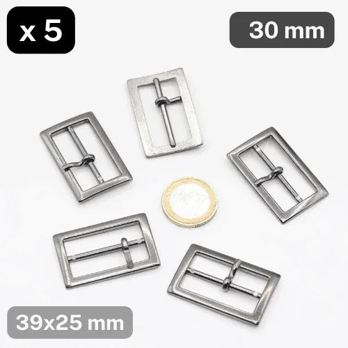 5 Buckles with Barb suitable for size 30mm colour Gunmetal - 39*25mm - ACCESSOIRES LEDUC BV