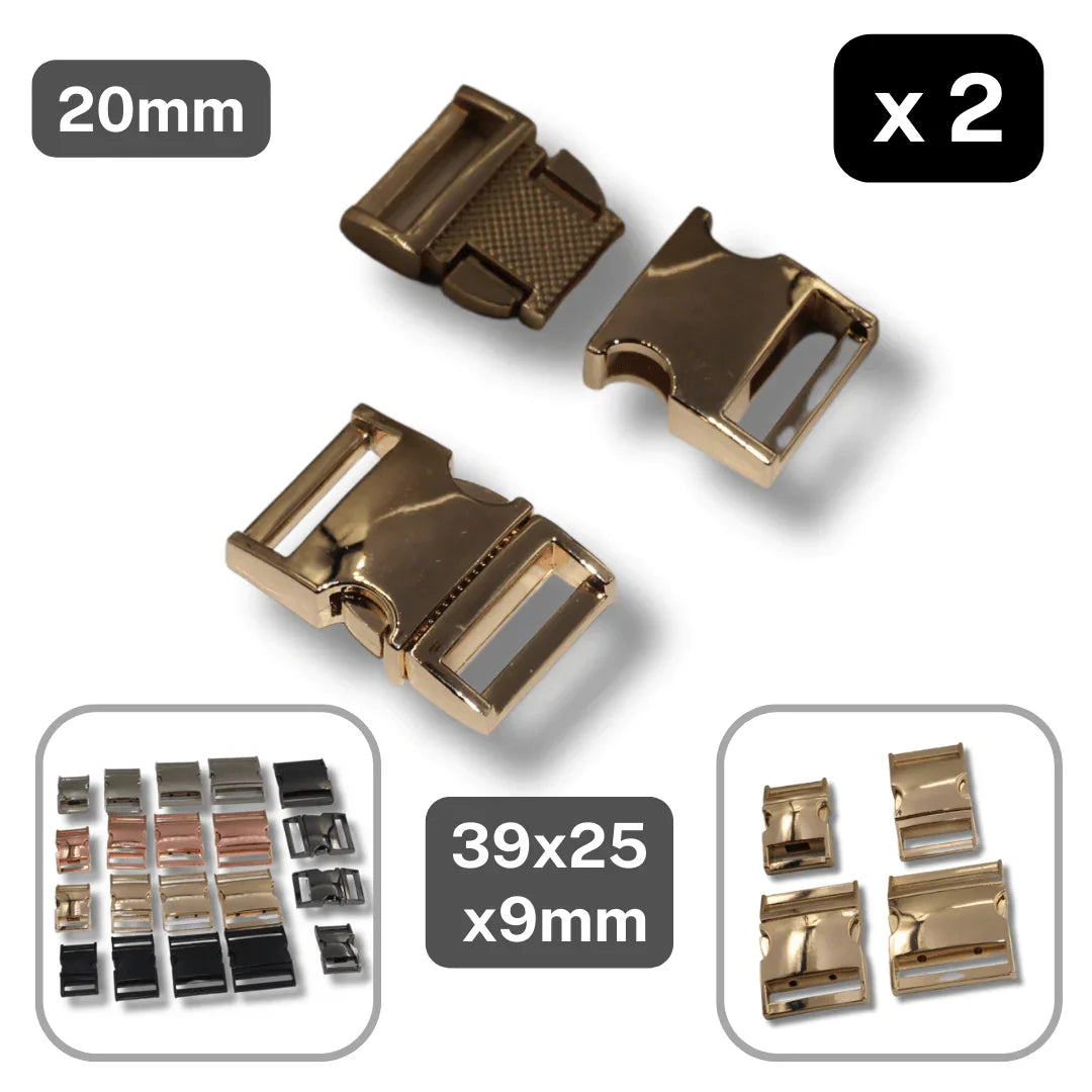 Set of 2 Metallic Clipsable Buckles available in 20mm, 25mm, 32mm or 38mm (in color Gold, Gunmetal, Mat Black, Pink Gold or Silver) #BMEx068 - ACCESSOIRES LEDUC BV