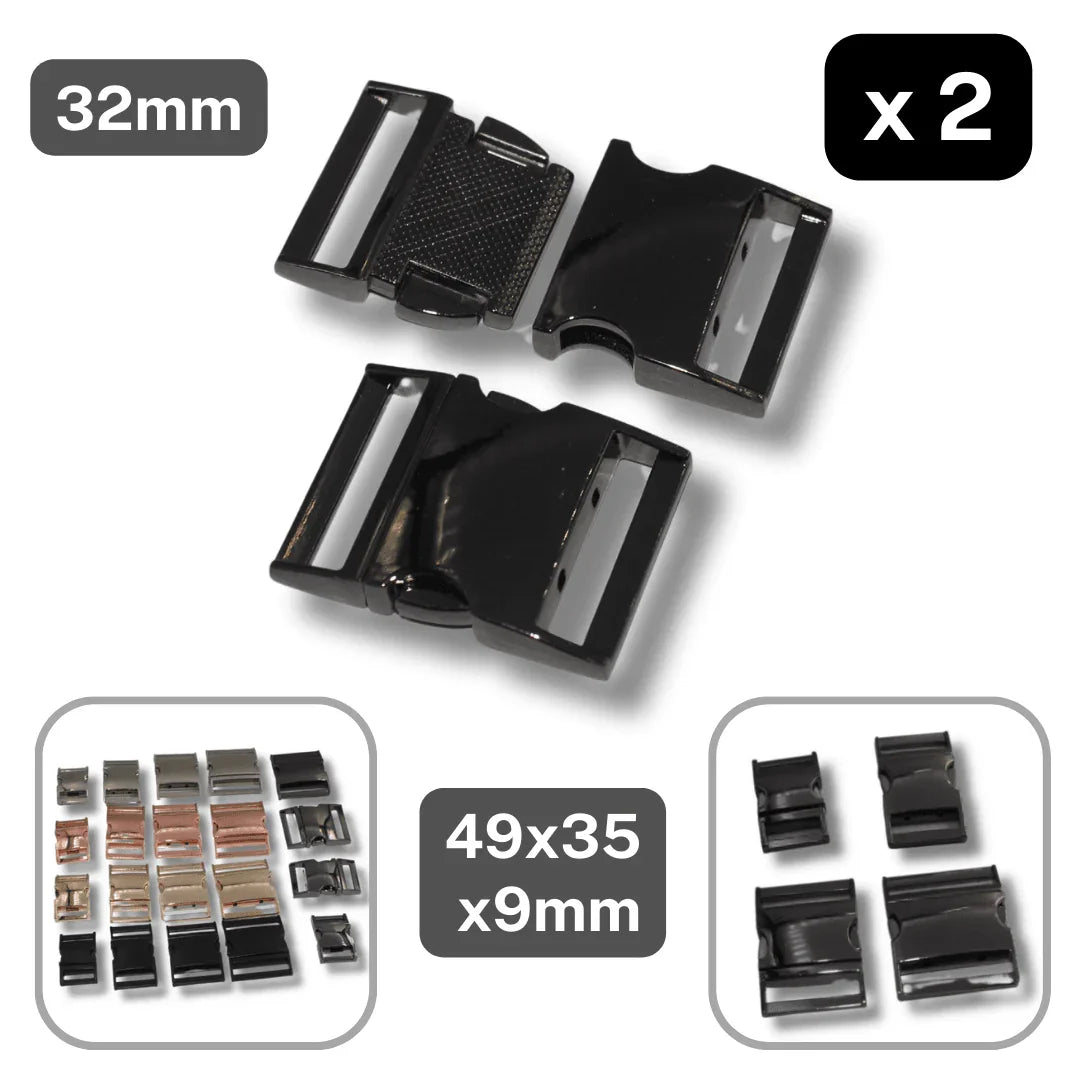 Set of 2 Metallic Clipsable Buckles available in 20mm, 25mm, 32mm or 38mm (in color Gold, Gunmetal, Mat Black, Pink Gold or Silver) #BMEx068 - ACCESSOIRES LEDUC BV