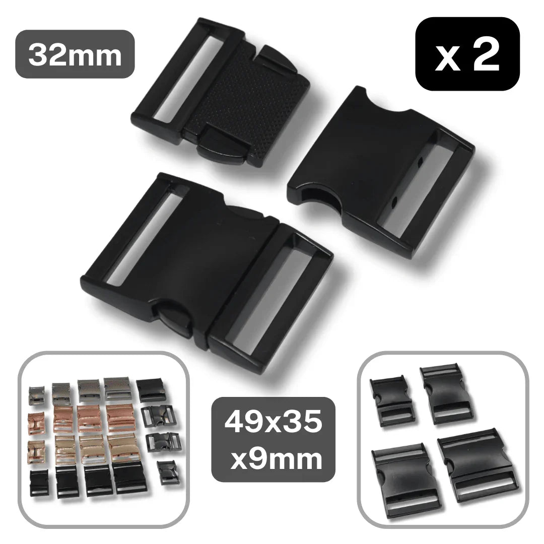 Set of 2 Metallic Clipsable Buckles available in 20mm, 25mm, 32mm or 38mm (in color Gold, Gunmetal, Mat Black, Pink Gold or Silver) #BMEx068 - ACCESSOIRES LEDUC BV