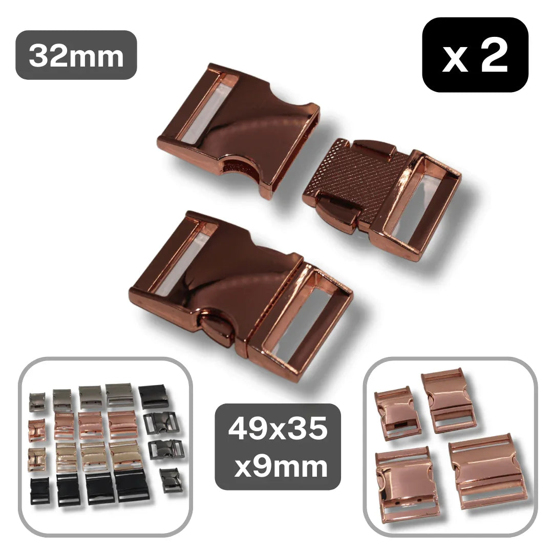 Set of 2 Metallic Clipsable Buckles available in 20mm, 25mm, 32mm or 38mm (in color Gold, Gunmetal, Mat Black, Pink Gold or Silver) #BMEx068 - ACCESSOIRES LEDUC BV