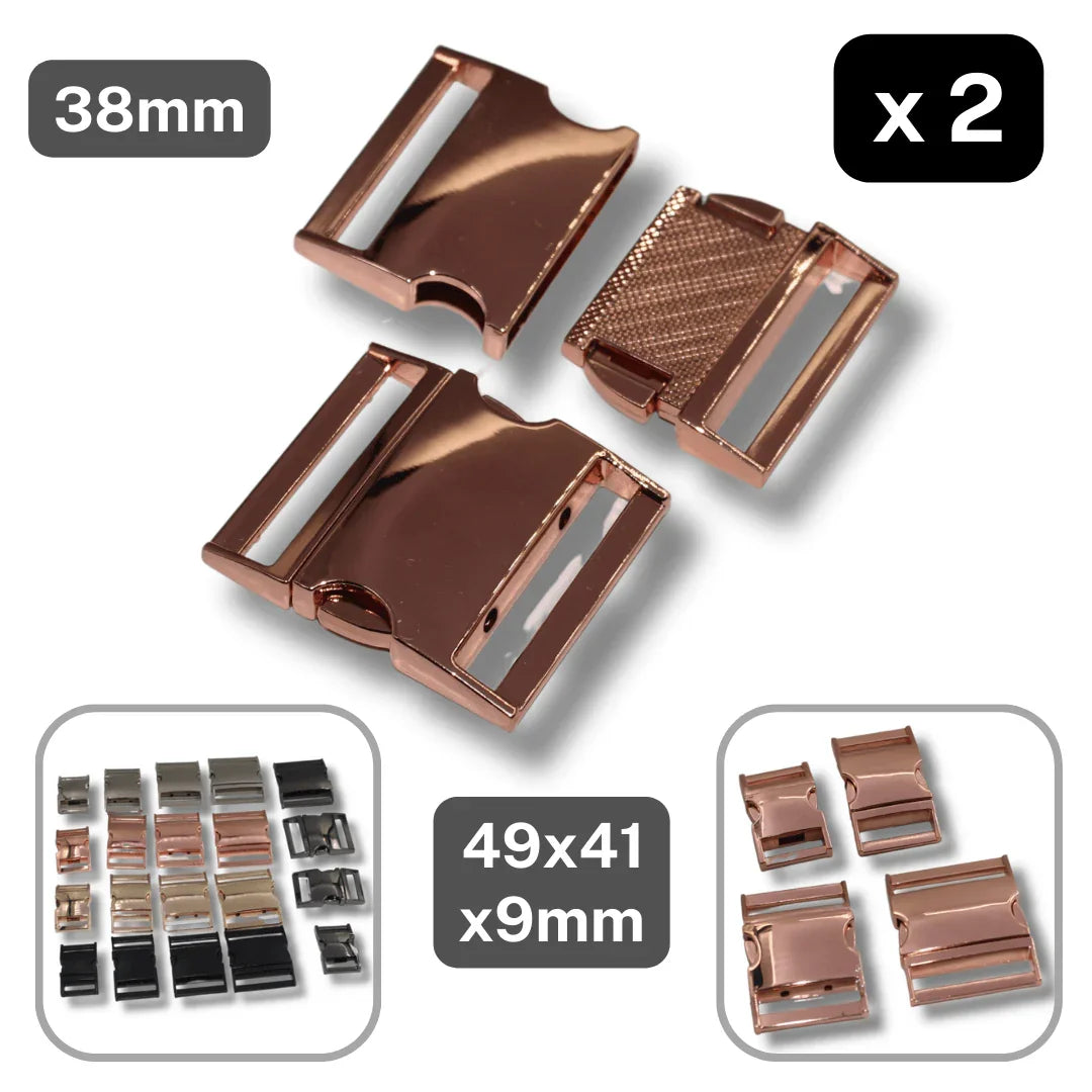 Set of 2 Metallic Clipsable Buckles available in 20mm, 25mm, 32mm or 38mm (in color Gold, Gunmetal, Mat Black, Pink Gold or Silver) #BMEx068 - ACCESSOIRES LEDUC BV