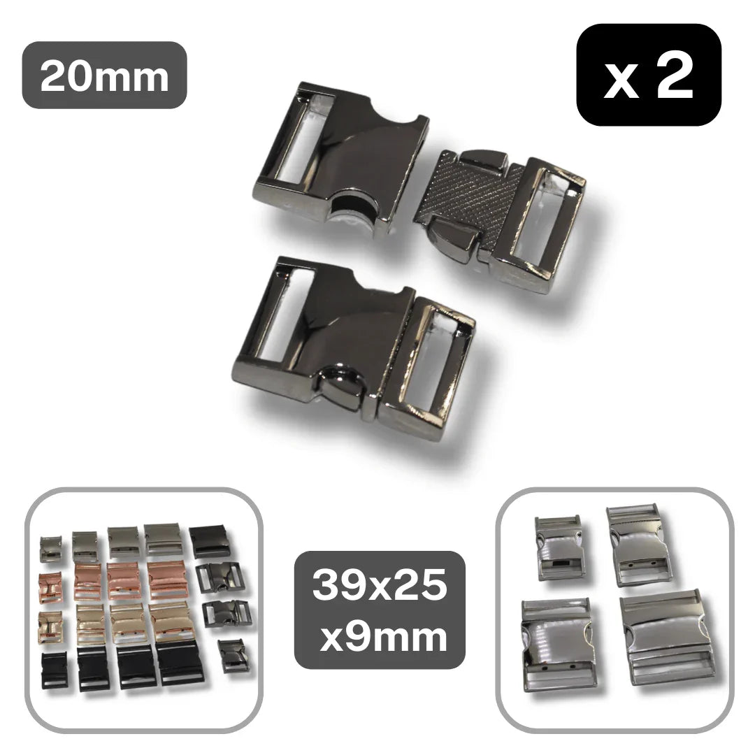 Set of 2 Metallic Clipsable Buckles available in 20mm, 25mm, 32mm or 38mm (in color Gold, Gunmetal, Mat Black, Pink Gold or Silver) #BMEx068 - ACCESSOIRES LEDUC BV