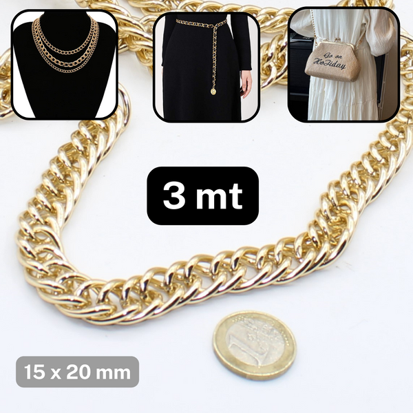 3 Meters Golden Chains (15x10mm Rings or 15x20mm Rings)-ACCESSOIRES LEDUC