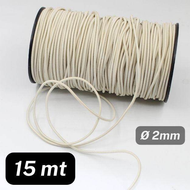 15 meters Ecru 2mm Diameter Elastic Cord - ACCESSOIRES LEDUC BV