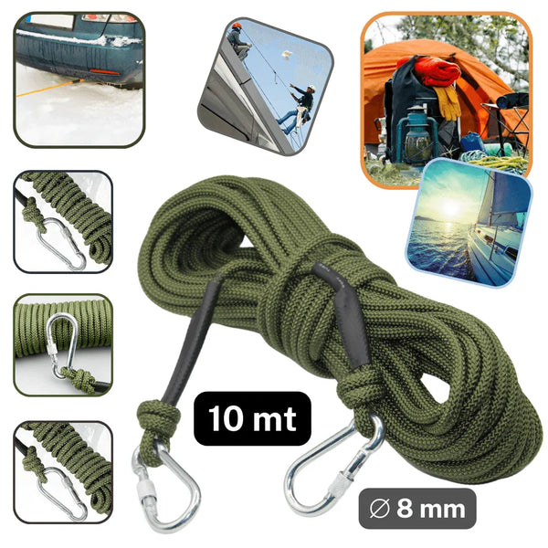 8mm Rope with 2 Safety Lobsters 10 or 20 meters - ACCESSOIRES LEDUC BV