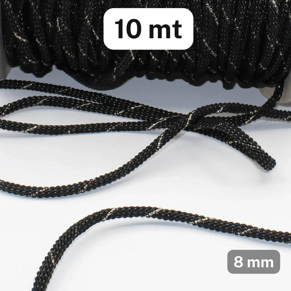 10 Meters CORD 8mm Bicolor - BLACK/GOLD - ACCESSOIRES LEDUC BV