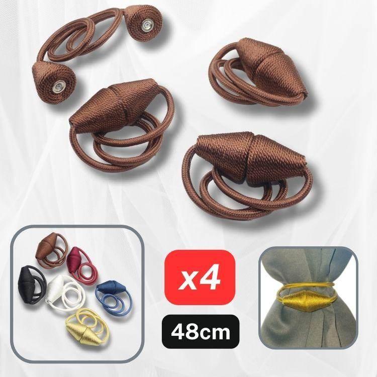 2 pairs (4 pieces - suitable for 2 windows) Magnetic Conic Tie-Backs for Curtains #EMB06 - ACCESSOIRES LEDUC BV