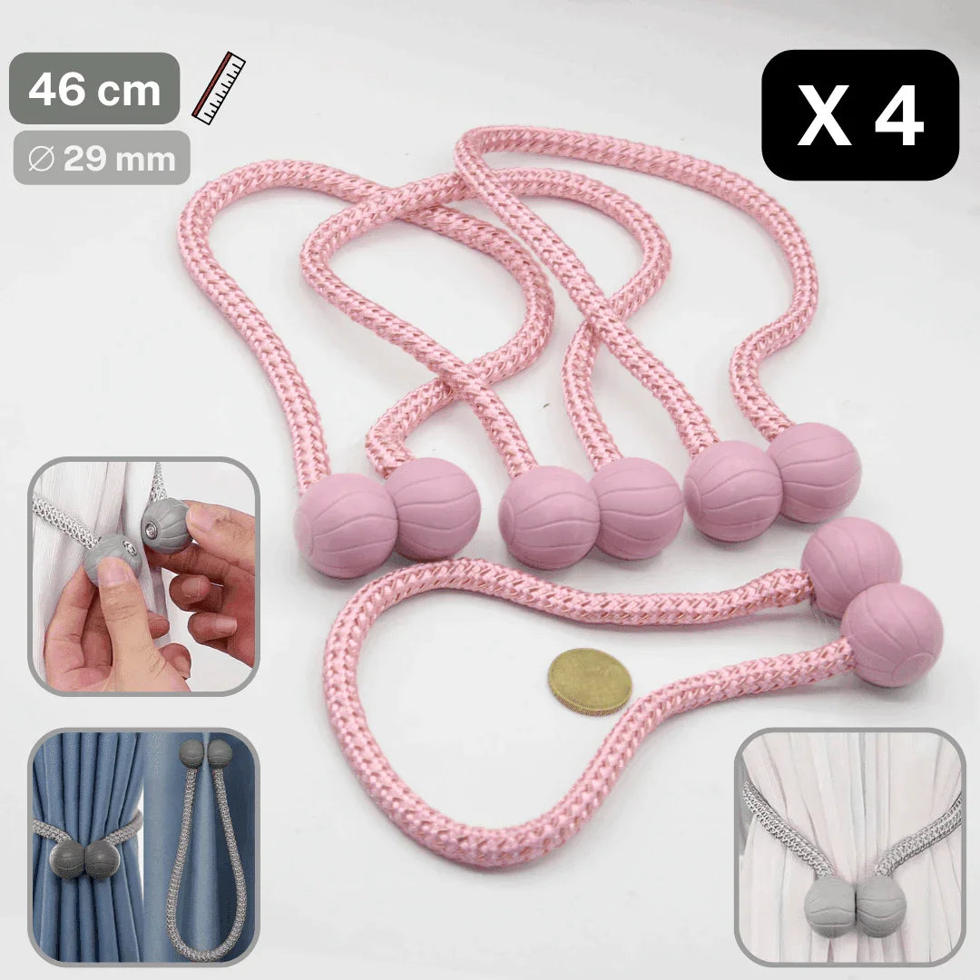 2 pairs (4 pieces - suitable for 2 windows) Magnetic Modern Balls Tie-Backs for Curtains #EMB03 - ACCESSOIRES LEDUC BV