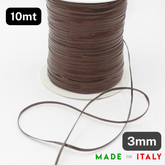 10 meters Dark Brown Double Sided Fake Leather 3mm Tape Made in Italy - ACCESSOIRES LEDUC BV