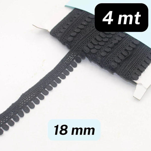 4 meters Black Cotton Lace 18mm - ACCESSOIRES LEDUC BV
