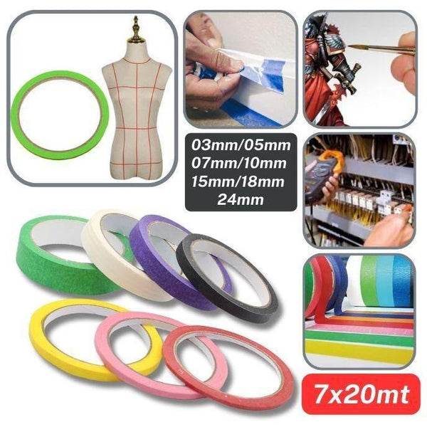 Set of 7 Rolls of Bolduc / Masking tape - 7x20meters - ACCESSOIRES LEDUC BV