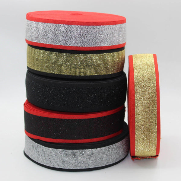 5 meters 40mm Lurex Elastic with 2 plain Edges #ELA2063 - ACCESSOIRES LEDUC BV
