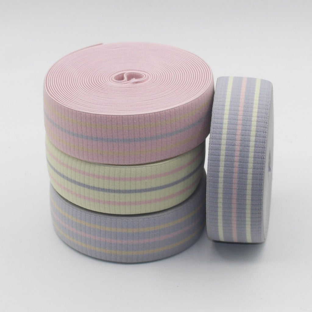Striped Soft Elastic with Pastel Colours 30mm 10mt/45mt #ELA2823