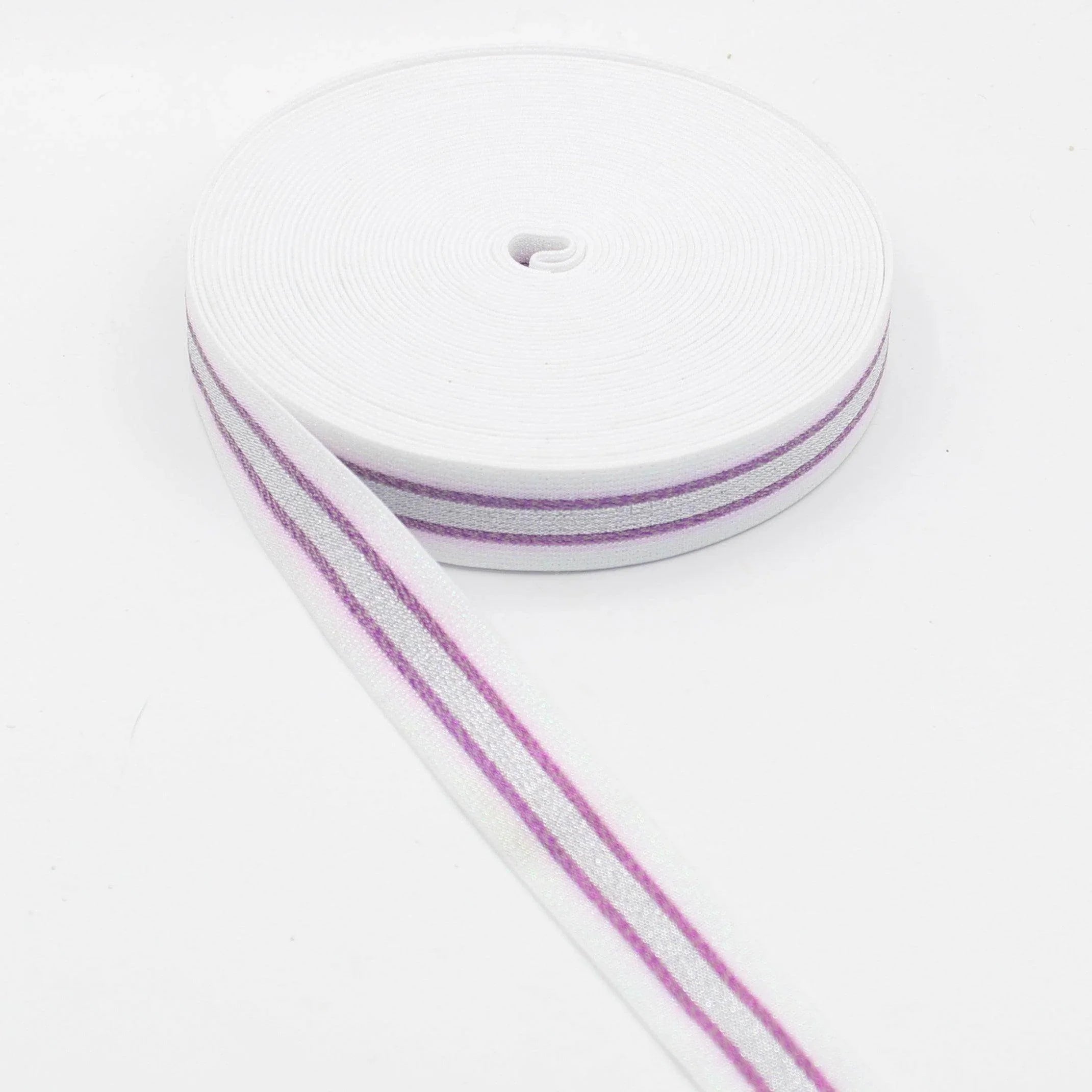 5 meters Elastic with Lurex Stripes 25mm #ELA2826 - ACCESSOIRES LEDUC BV