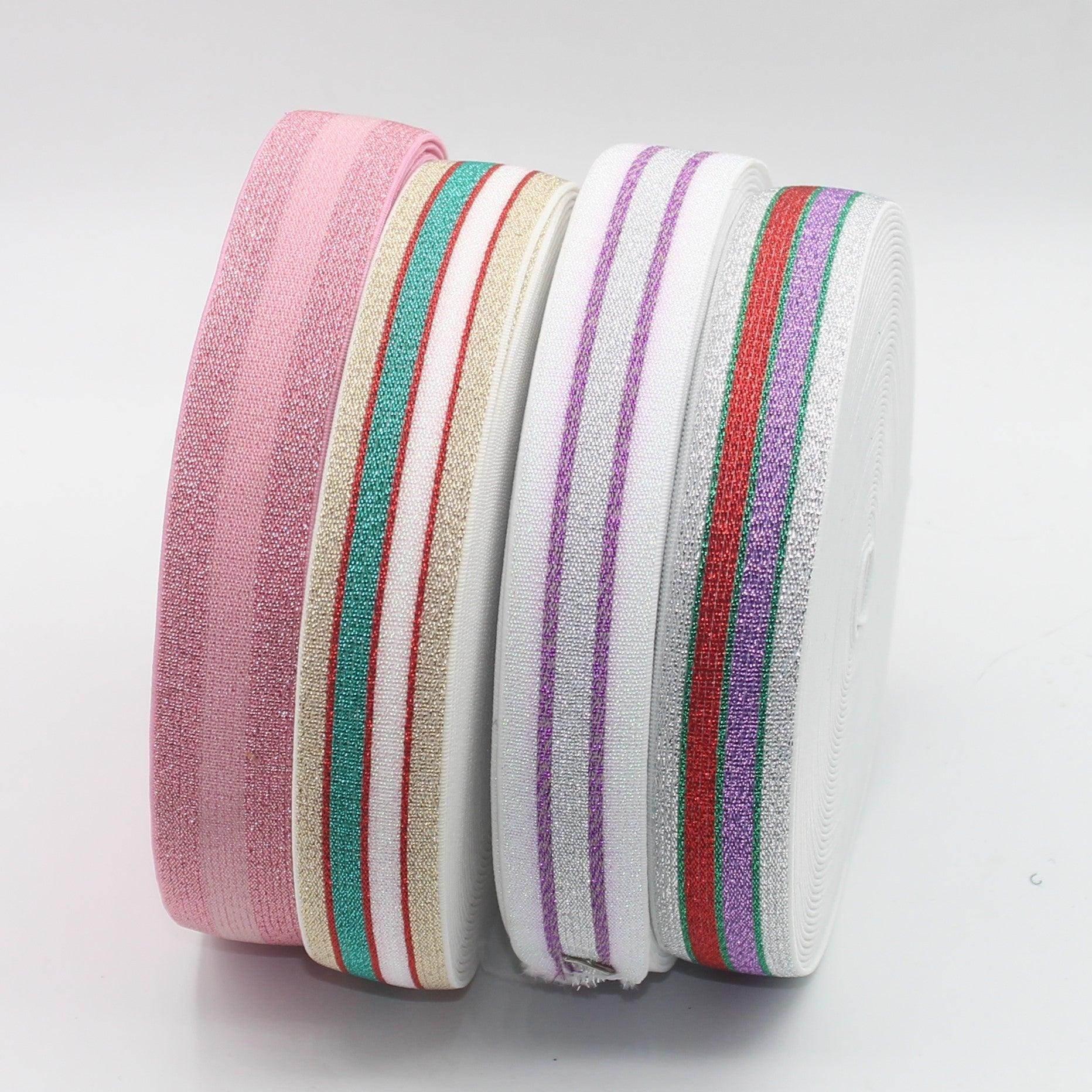 5 meters Elastic with Lurex Stripes 25mm #ELA2826 - ACCESSOIRES LEDUC BV