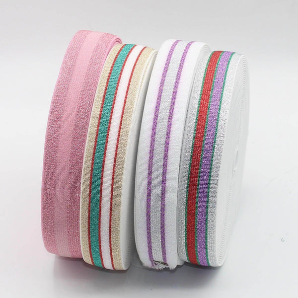 5 meters Elastic with Lurex Stripes 25mm #ELA2826 - ACCESSOIRES LEDUC BV