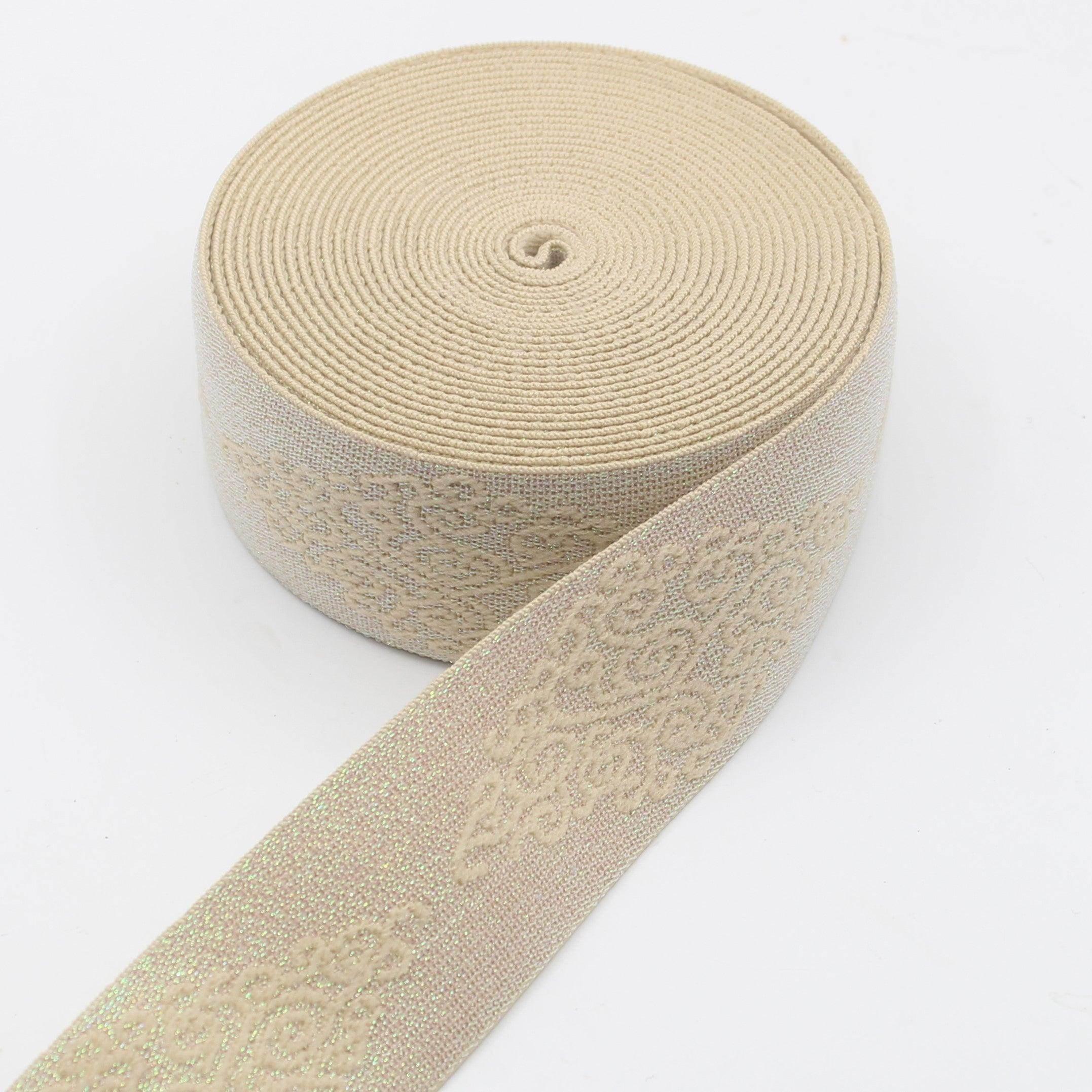5 meters 45mm Iridiscent Elastic with Floral Design #ELA2827 - ACCESSOIRES LEDUC BV