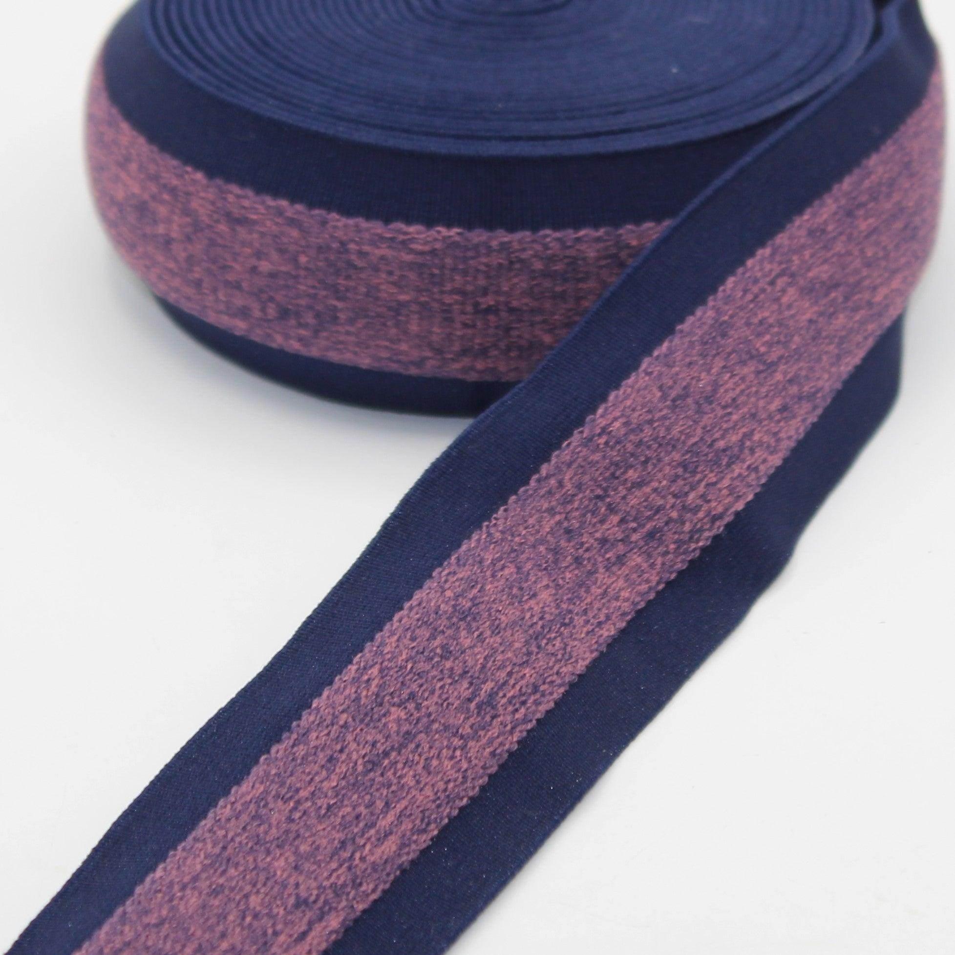 5 meters 40mm Bicolor Striped Soft Elastic #ELA3607 - ACCESSOIRES LEDUC BV