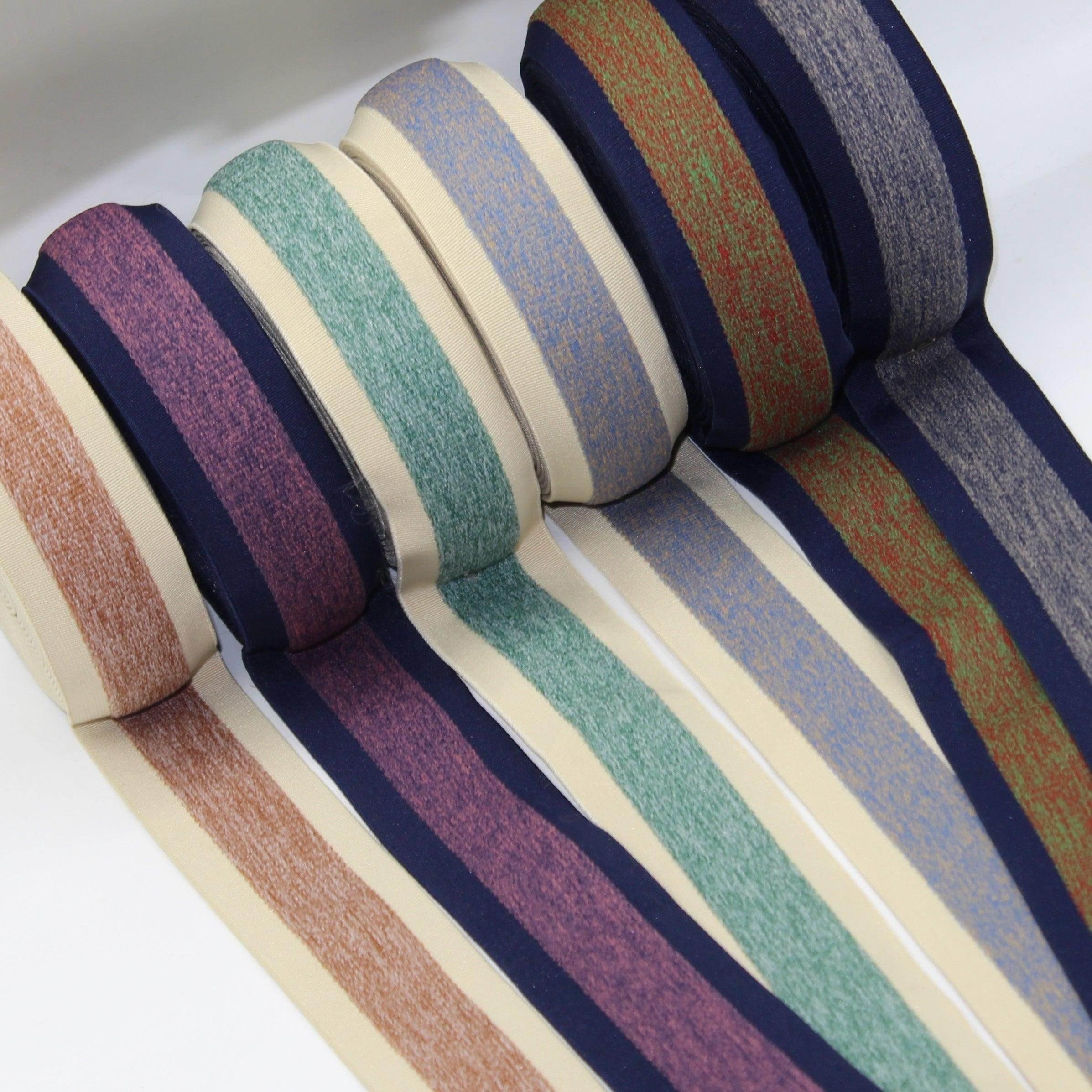 5 meters 40mm Bicolor Striped Soft Elastic #ELA3607 - ACCESSOIRES LEDUC BV