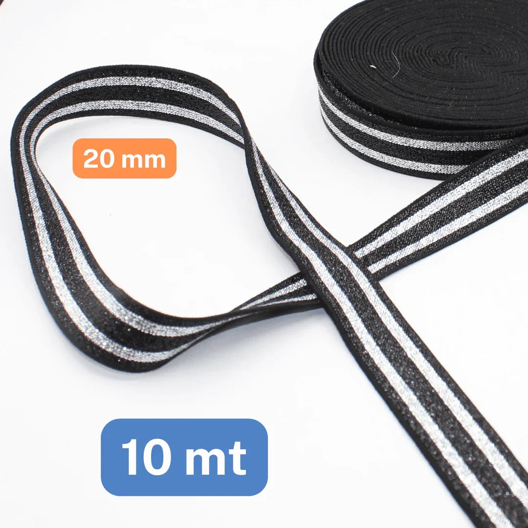 10 meters Lurex ELASTIC-20mm - ACCESSOIRES LEDUC BV