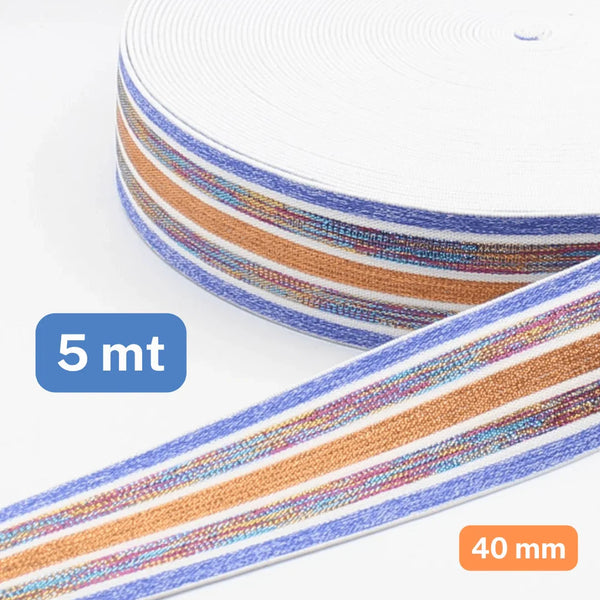 5 meters of Striped Lurex ELASTIC-40mm - ACCESSOIRES LEDUC BV