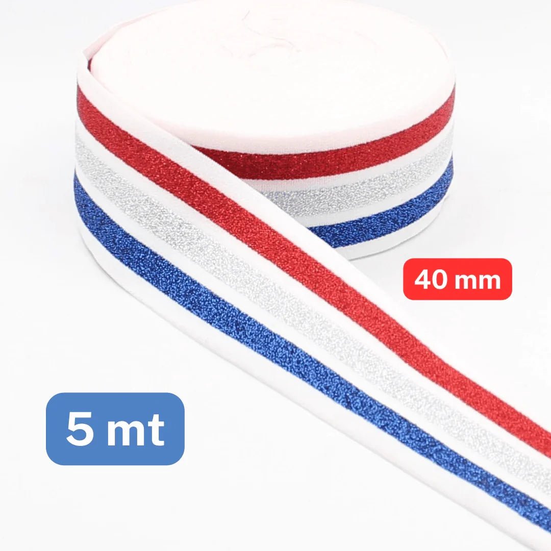 5 meters of Striped Lurex ELASTIC-40mm - ACCESSOIRES LEDUC BV