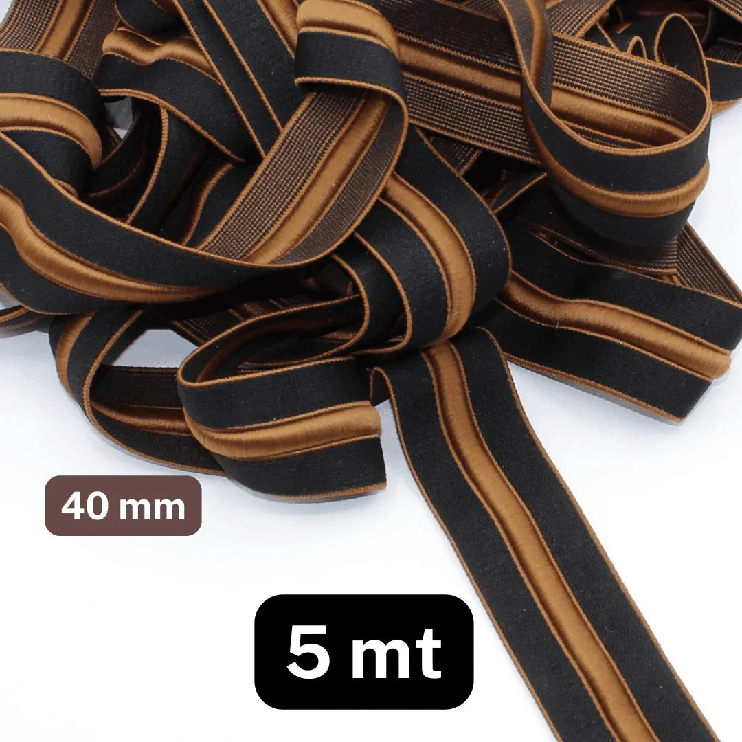 5 meters of Thick ELASTIC, Padded effect-40mm - ACCESSOIRES LEDUC BV