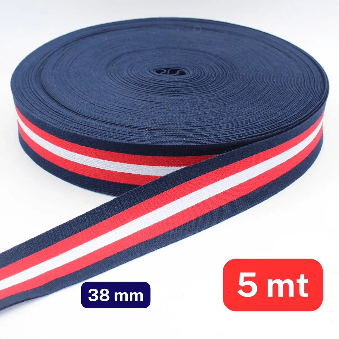 5 meters of Striped Lurex ELASTIC-40mm - ACCESSOIRES LEDUC BV