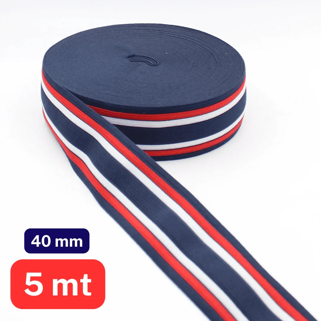 5 meters of Striped Lurex ELASTIC-40mm - ACCESSOIRES LEDUC BV