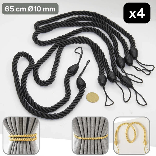 2 pairs (4 pieces - suitable for 2 windows) classic Tie-Backs for Curtains #EMB01 - ACCESSOIRES LEDUC BV