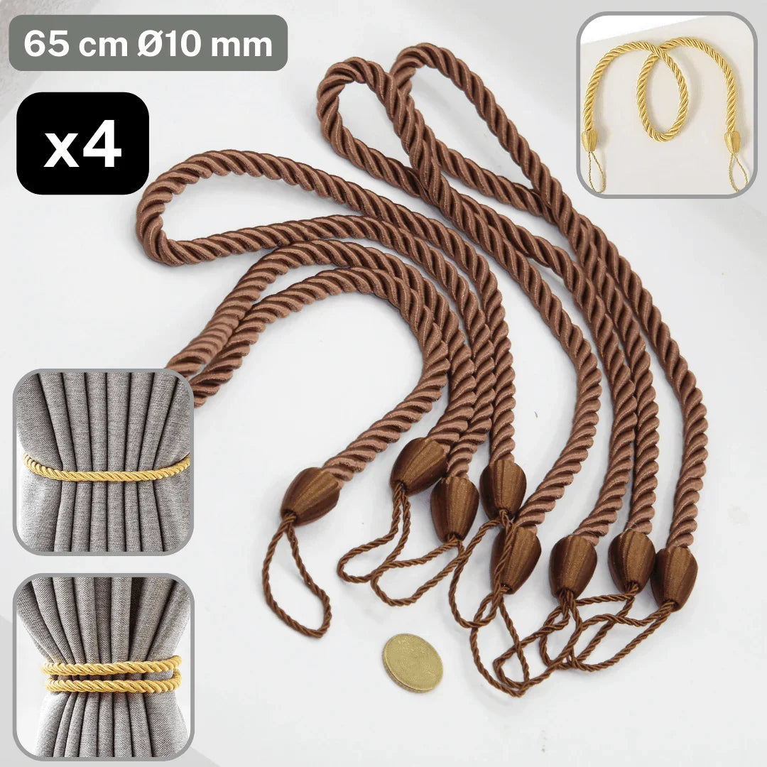 2 pairs (4 pieces - suitable for 2 windows) classic Tie-Backs for Curtains #EMB01 - ACCESSOIRES LEDUC BV