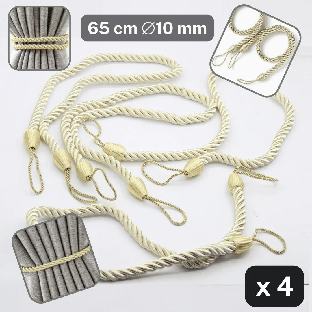 2 pairs (4 pieces - suitable for 2 windows) classic Tie-Backs for Curtains #EMB01 - ACCESSOIRES LEDUC BV