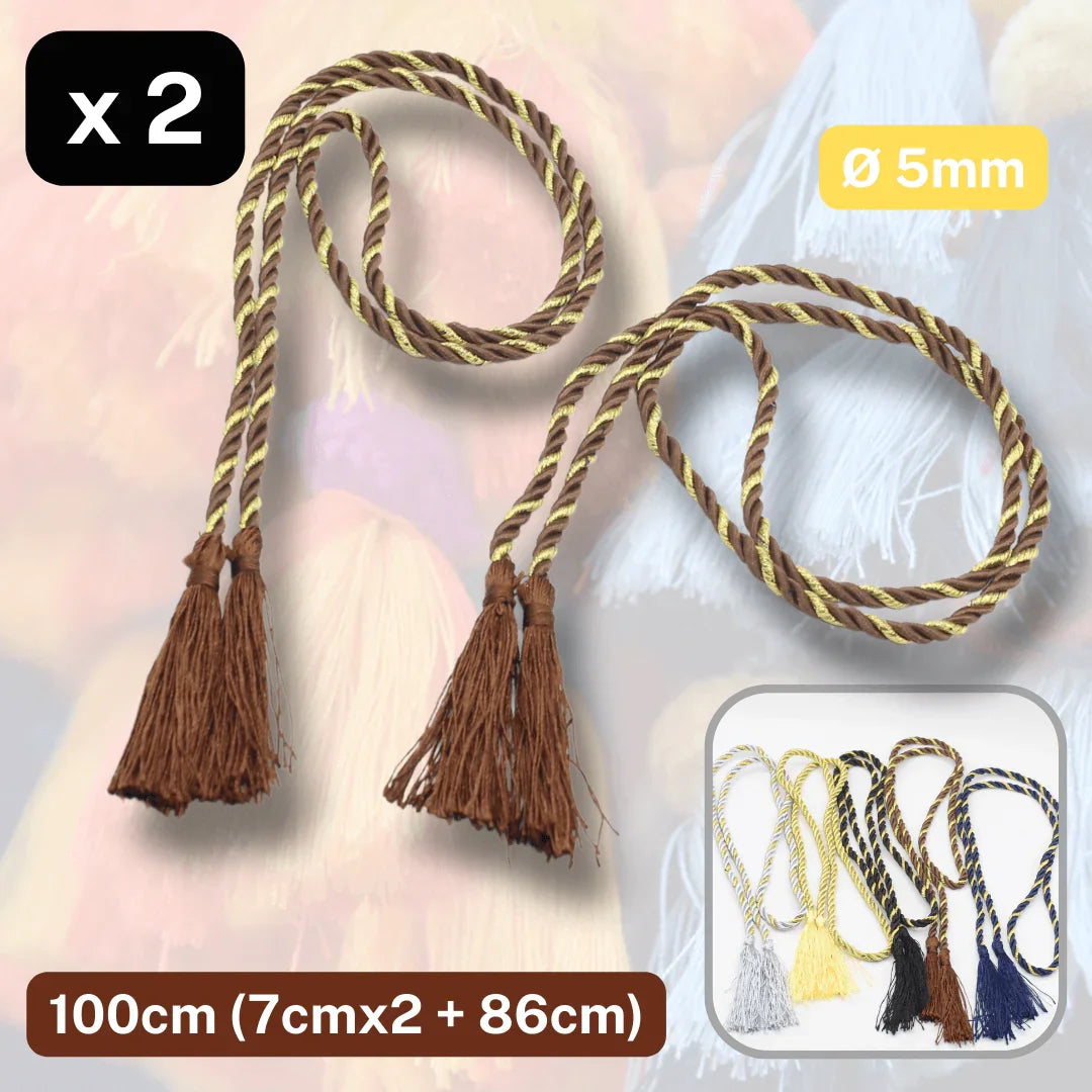 2x 100cm Cords with Tassels - ACCESSOIRES LEDUC BV