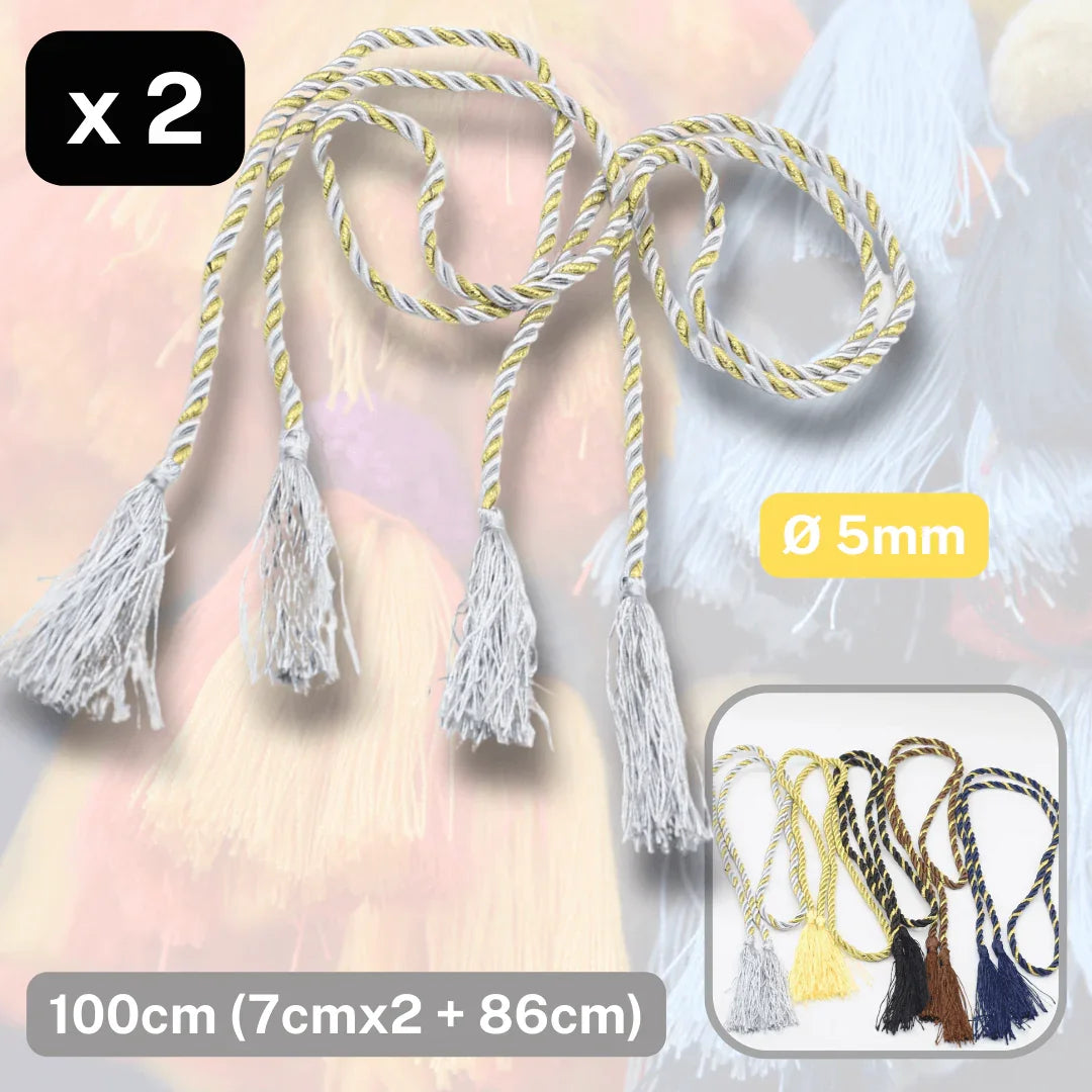 2x 100cm Cords with Tassels - ACCESSOIRES LEDUC BV