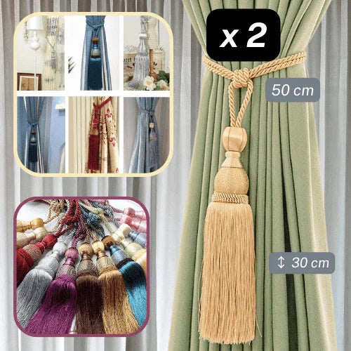 1 pair (2 pieces - suitable for 1 or 2 window(s)) Elegant Classic Giant 30cm Tassel Tie-Back #EMB08 - ACCESSOIRES LEDUC BV