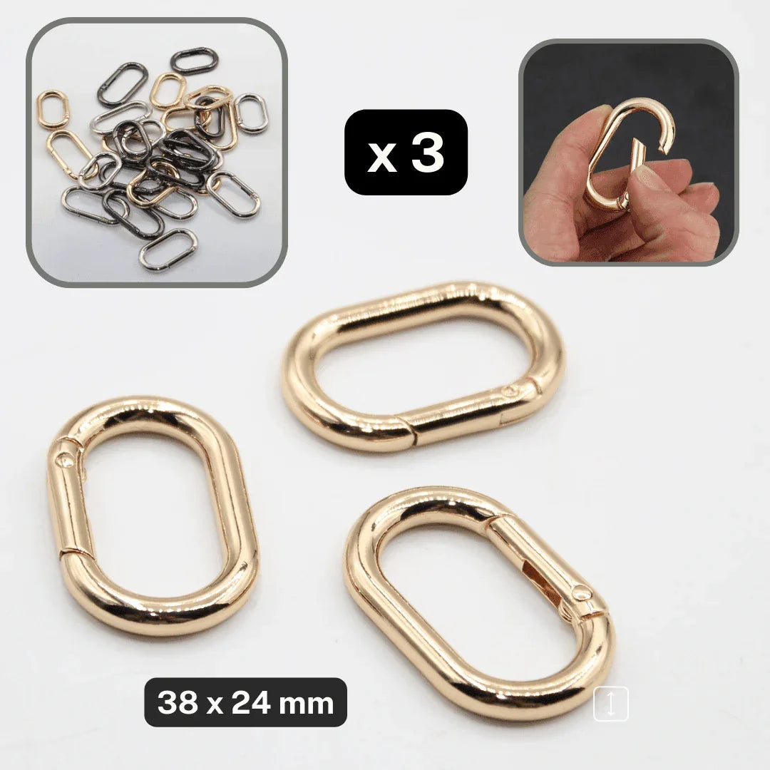 Set of 3 Clipsable Oval Buckles size 25, 32 or 38mm available in Lightgold, Silver or Gunmetal colours #BMEx020 - ACCESSOIRES LEDUC BV