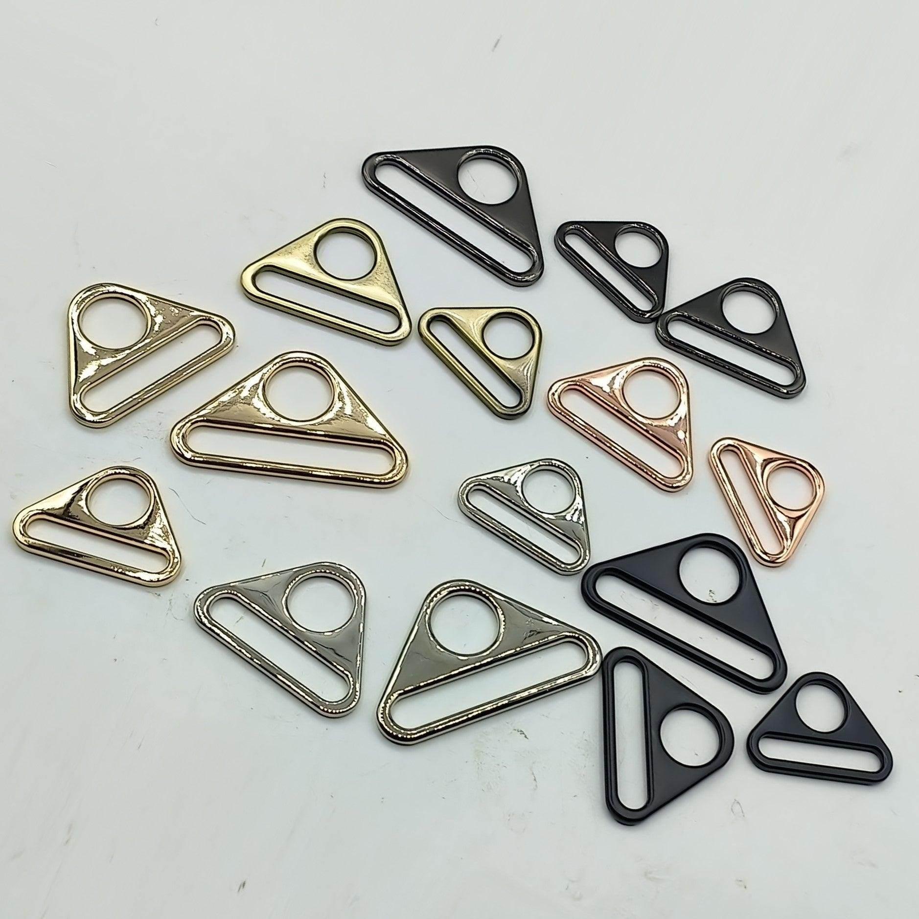 Set of 3 Triangle Buckles with Hole #BMEx060 available in 32mm, 38mm or 50mm in Silver, Pink Gold, Gold, Oldbrass, Gunmetal or Black - ACCESSOIRES LEDUC BV