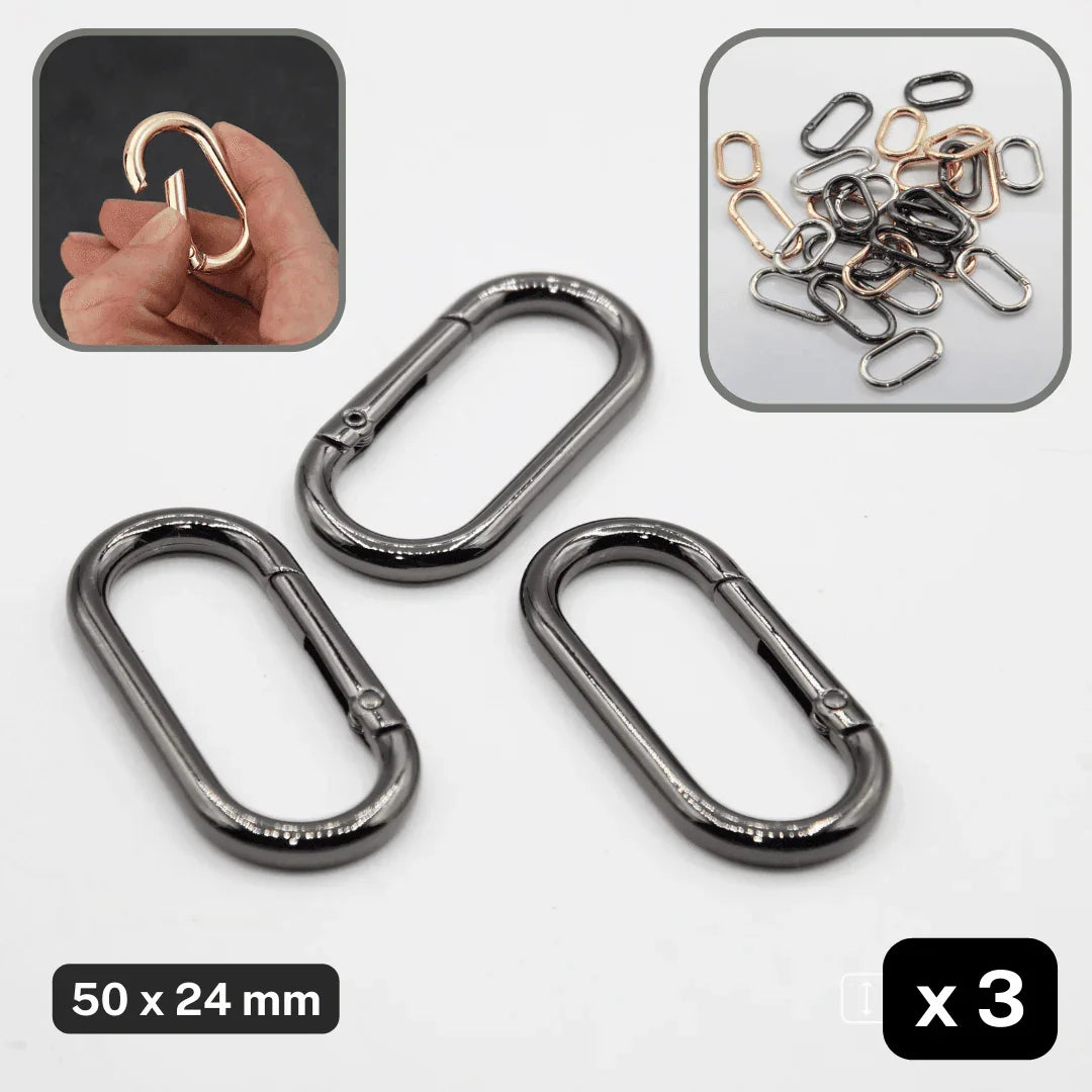 Set of 3 Clipsable Oval Buckles size 25, 32 or 38mm available in Lightgold, Silver or Gunmetal colours #BMEx020 - ACCESSOIRES LEDUC BV