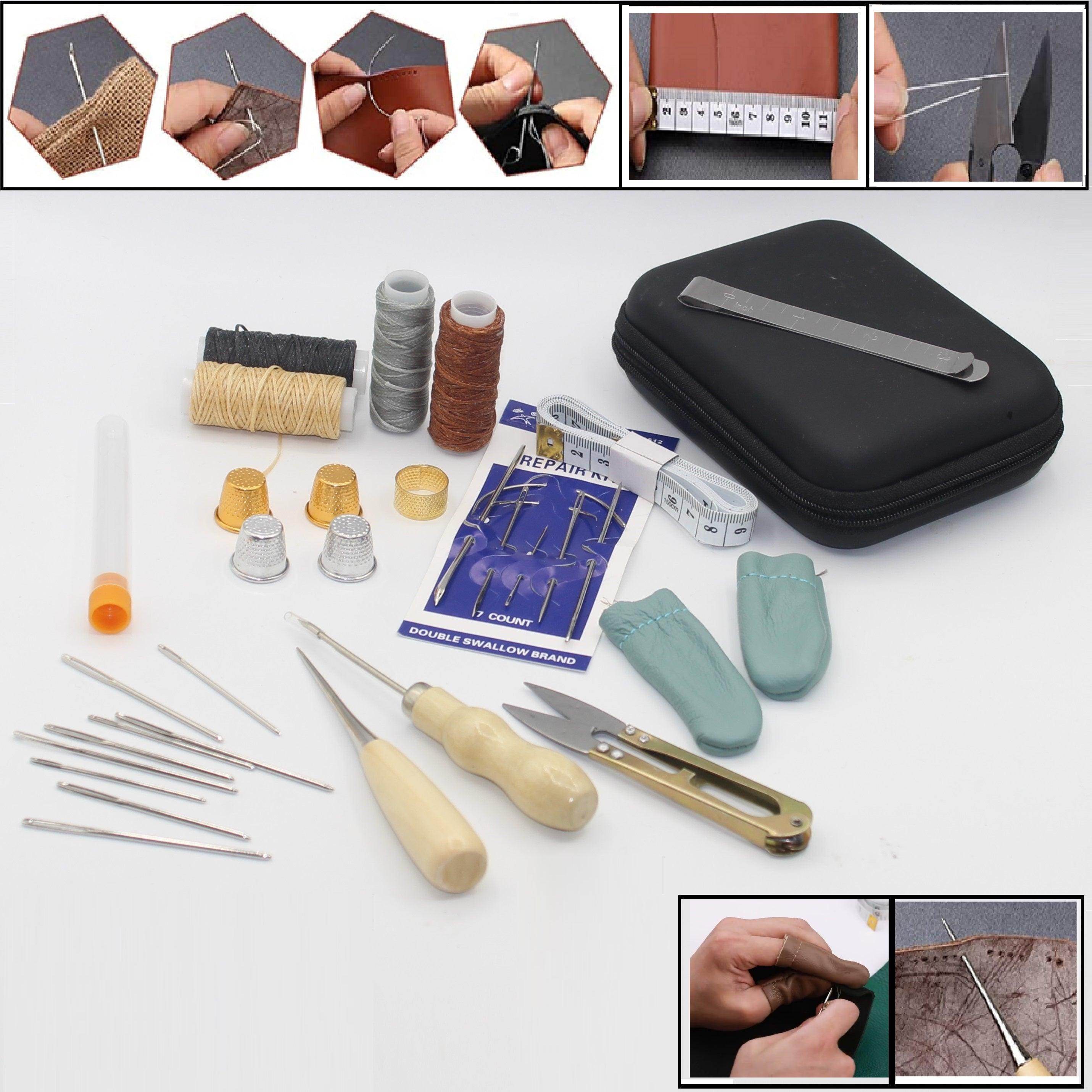 Leather / Heavy Fabric Craft Kit - 33 pieces #HAB1x011 - ACCESSOIRES LEDUC BV