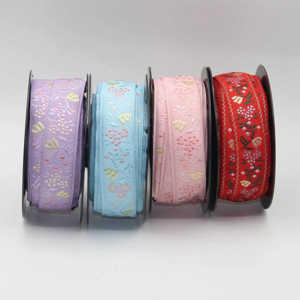 10 meters 25mm Floral Jacquard Braid #JAC4689 - ACCESSOIRES LEDUC BV