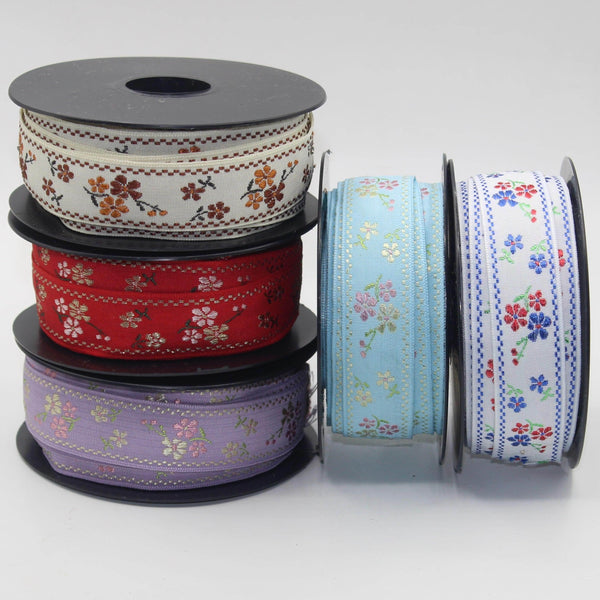 10 meters 25mm Floral Jacquard Braid #JAC4690 - ACCESSOIRES LEDUC BV