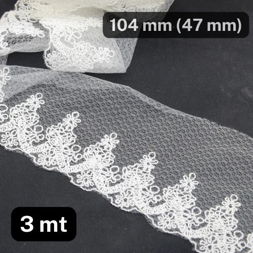 3 meters 104mm (design part is 47mm) White Lace - ACCESSOIRES LEDUC BV
