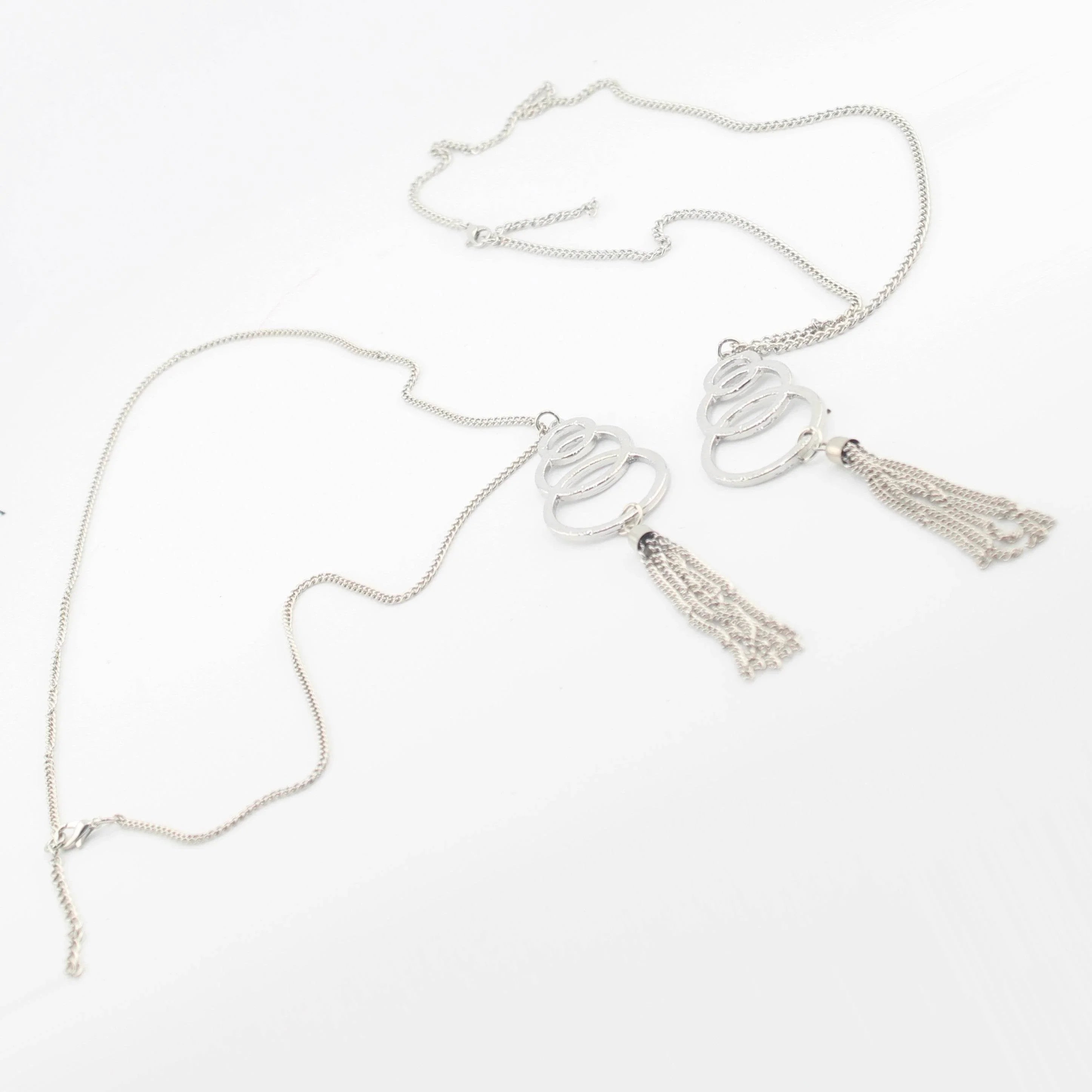 Set of 2 Silver Necklaces with Tassel - ACCESSOIRES LEDUC BV